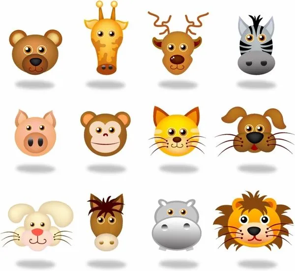 Animals face icons - Vector free download