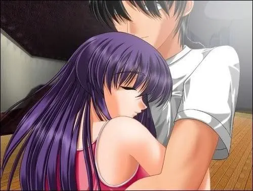 Anime enamorados abrazados - Imagui