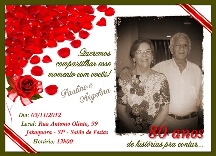 Aniversário 80 anos - Paulino e Angelina Aniversário 80 anos - Paulino e Angelina