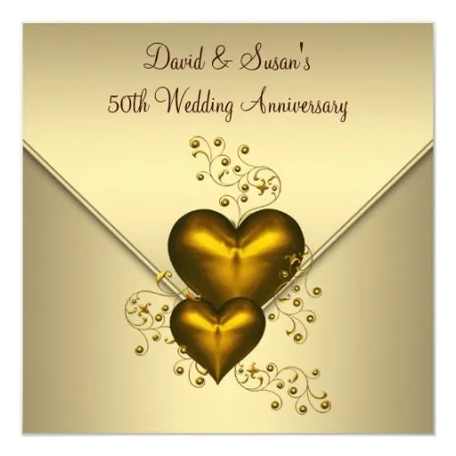 Aniversario de boda elegante del oro 50.o de los invitación 5.25 ...
