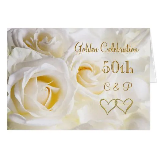 Aniversario de boda de los rosas blancos 50.os felicitaciones | Zazzle