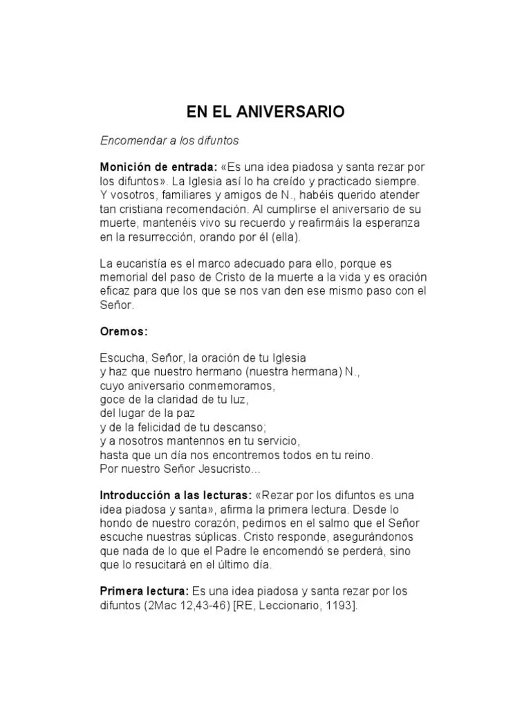 En El Aniversario | PDF | eucaristía | Oración