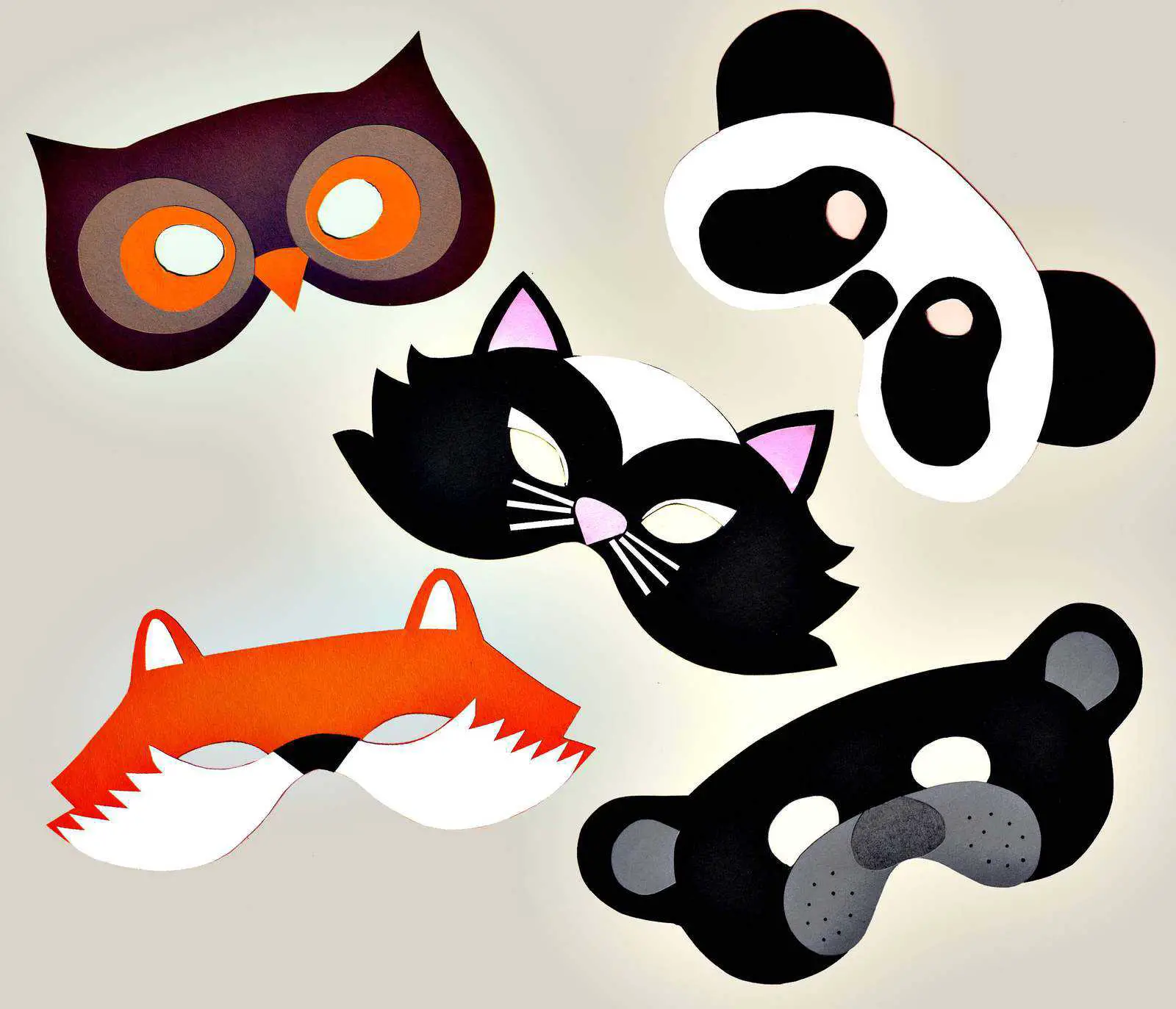 5 antifaces de animales para imprimir