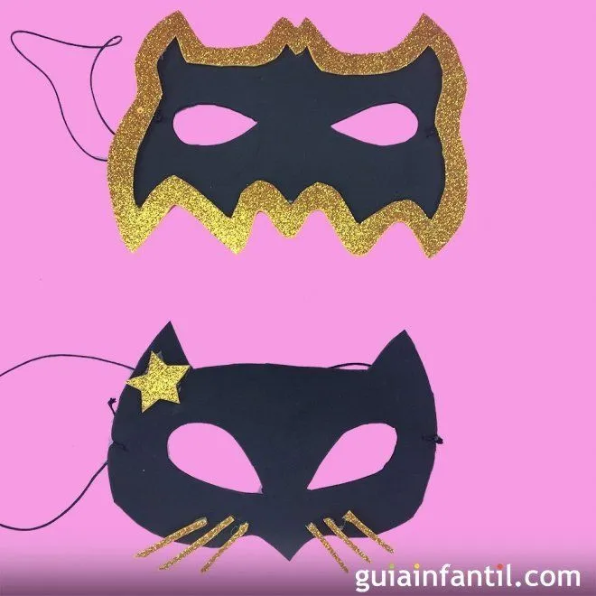 Antifaces de Batman y Catwoman para disfraces infantiles Antifaces de Batman y Catwoman para disfraces infantiles