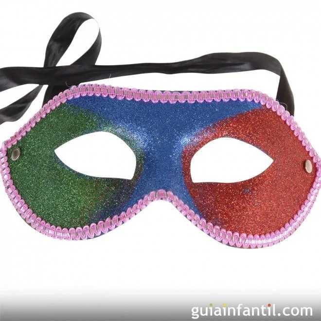 Antifaz de tres colores con purpurina - Antifaces para niños y ... Antifaz de tres colores con purpurina - Antifaces para niños y ...
