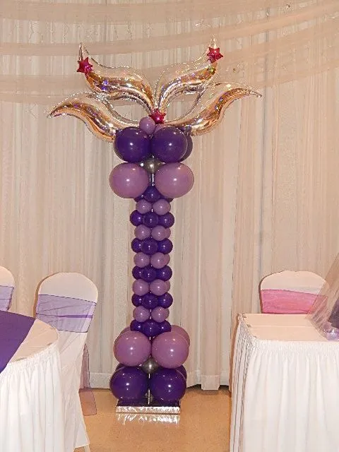 Antifaz en columna de globos. | Decoracion con globos | Pinterest