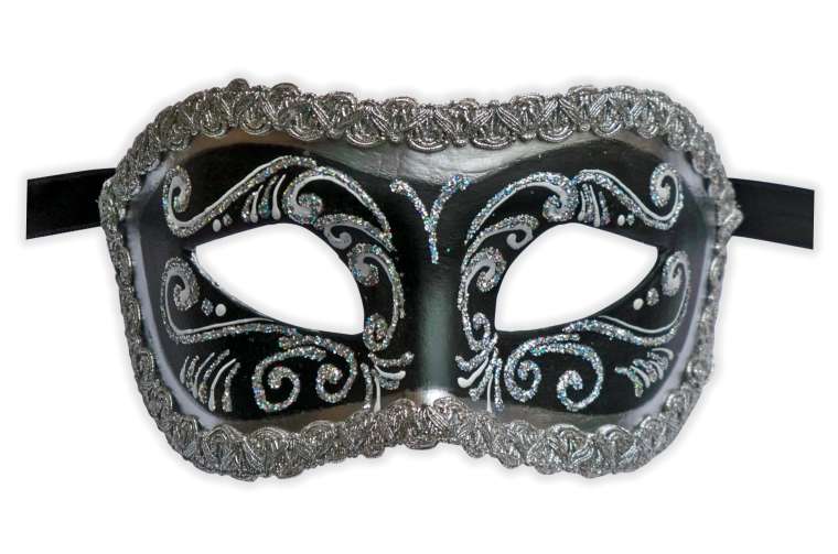 Antifaz Veneciana Glitter Plata Negro : Mask-Shop.com Antifaz Veneciana Glitter Plata Negro : Mask-Shop.com