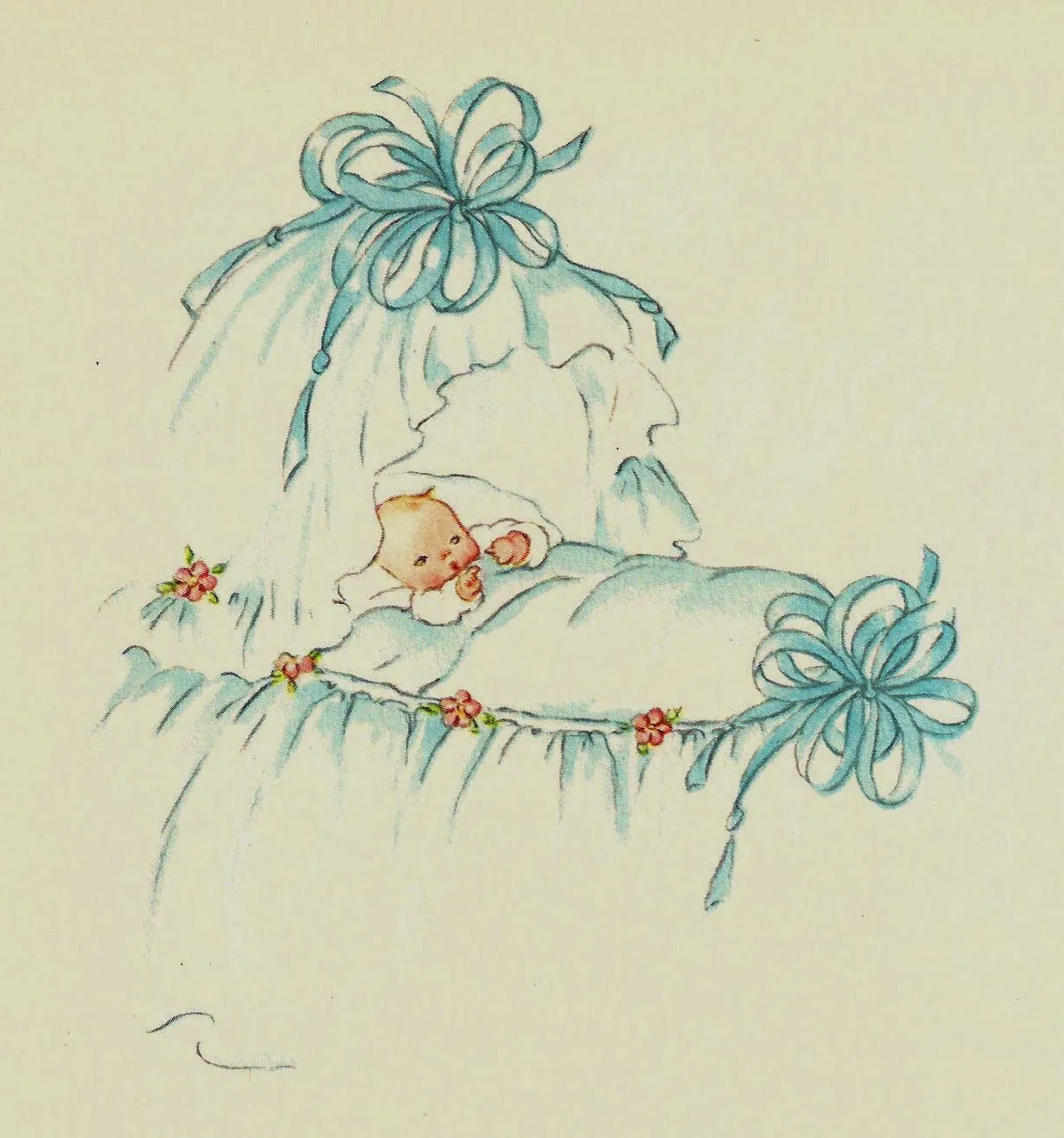 Antique Images: Free Baby Clip Art: Baby Boy Clip Art of Bassinet ...