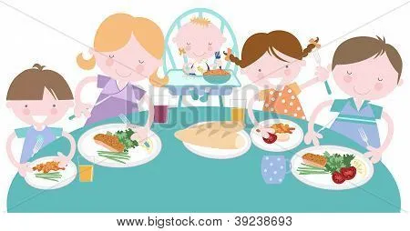 Familia almorzando caricatura - Imagui