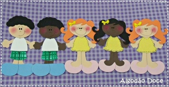 Apliques en goma eva meninas e meninos Moldes cortesía: Algodao ...
