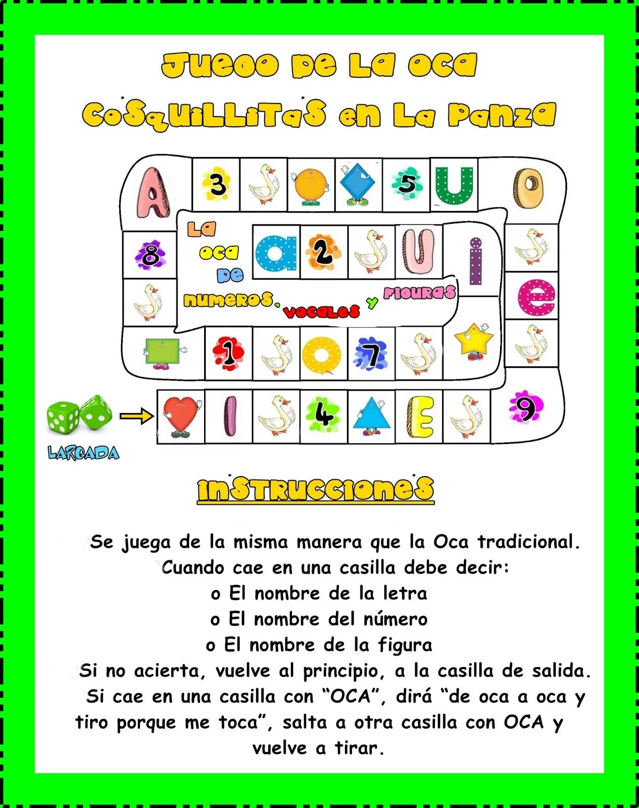 APOYO ESCOLAR ING MASCHWITZT CONTACTO TELEF 011-15-37910372: JUEGO DE LA  OCA VOCALES ,FIGURAS,NUMEROS