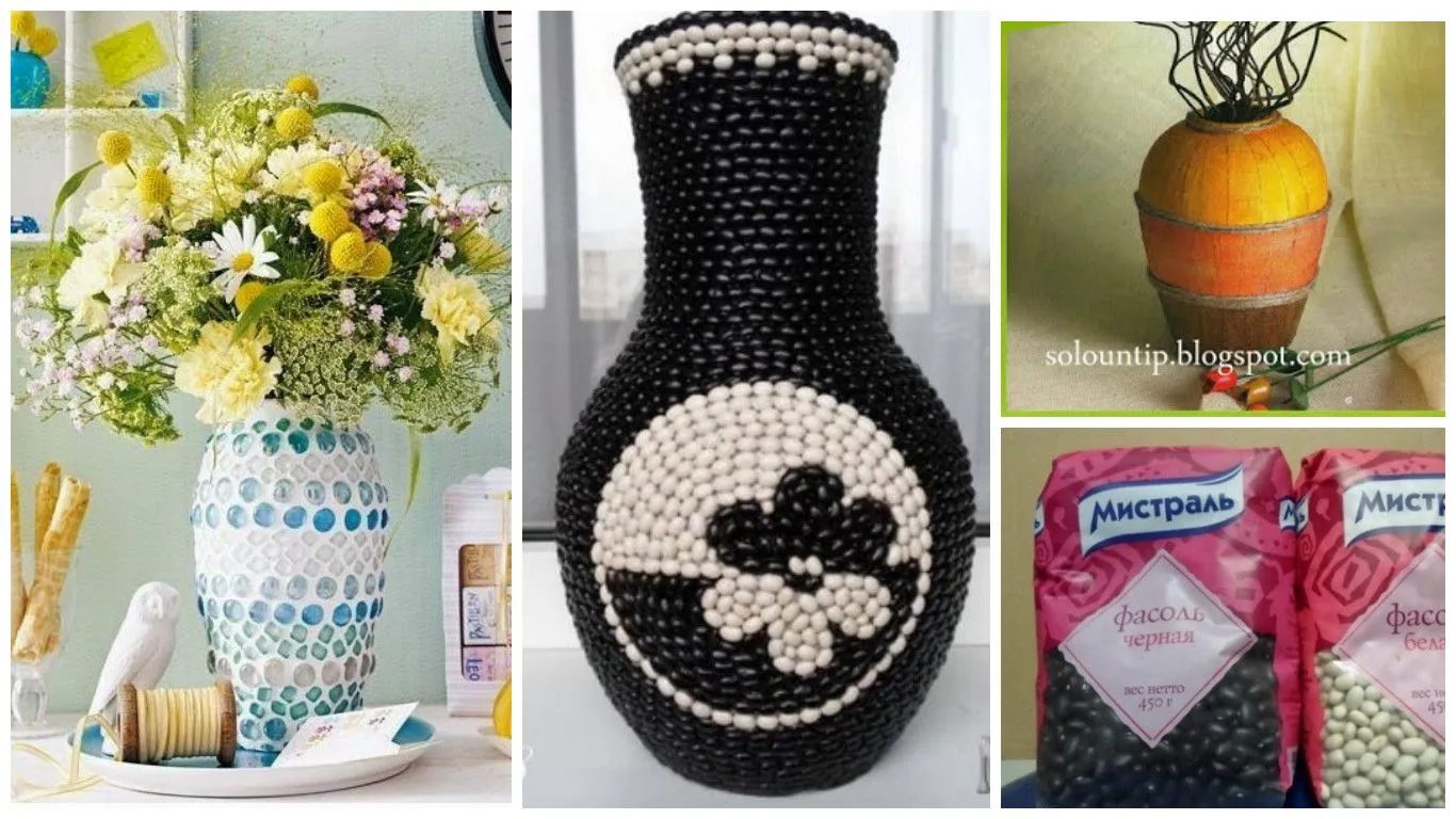 Aprende cómo decorar jarrones para tu hogar usando semillas y gemas ~ Solountip.com Aprende cómo decorar jarrones para tu hogar usando semillas y gemas ~ Solountip.com