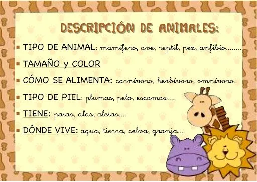 APRENDE A HACER DEFINICIONES DE ANIMALES CON ESTAS LAMINAS CON DIBUJOS