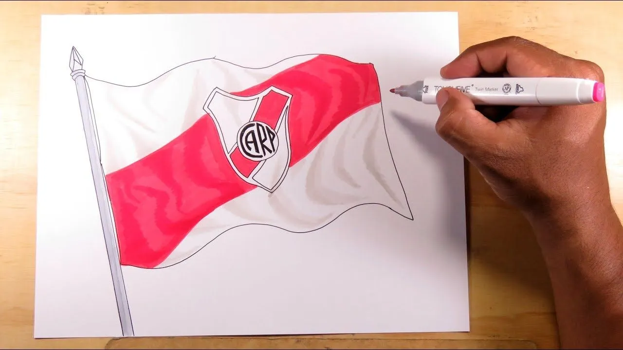 Aprende a dibujar la bandera del River Plate de Argentina - YouTube