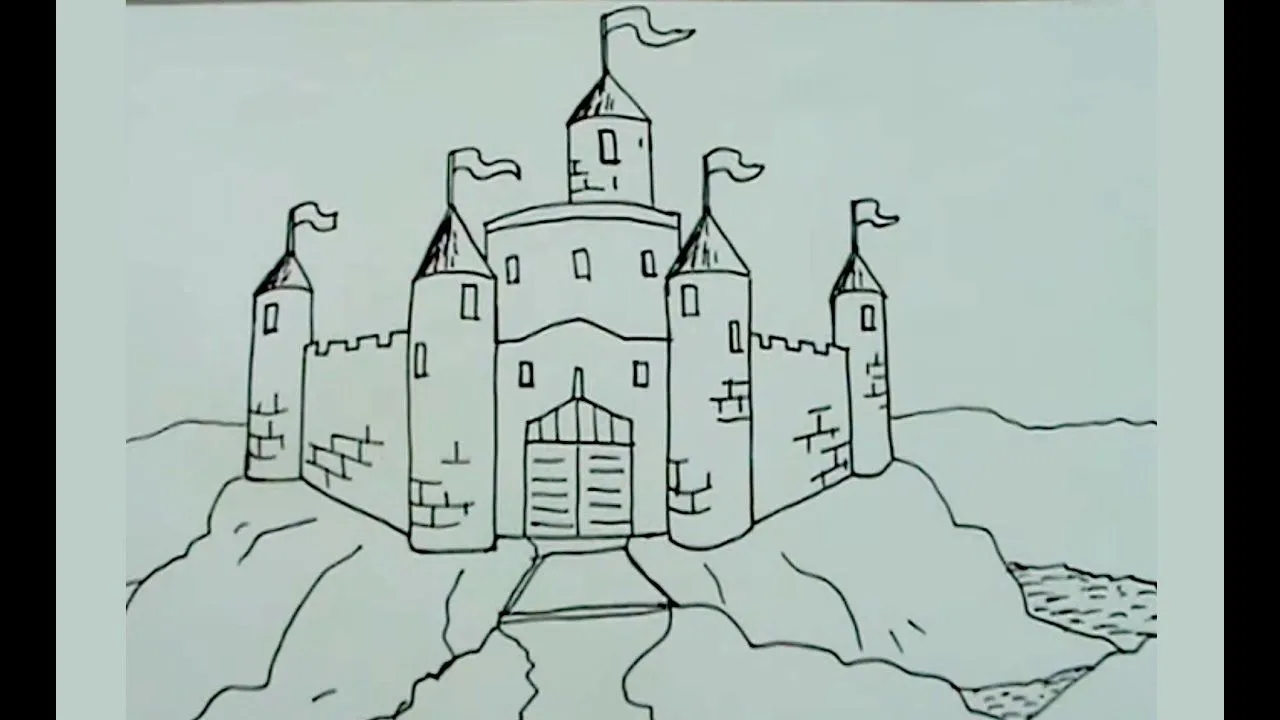 Aprende a dibujar paso a paso un castillo medieval 2/2 - castell drawing - YouTube Aprende a dibujar paso a paso un castillo medieval 2/2 - castell drawing - YouTube