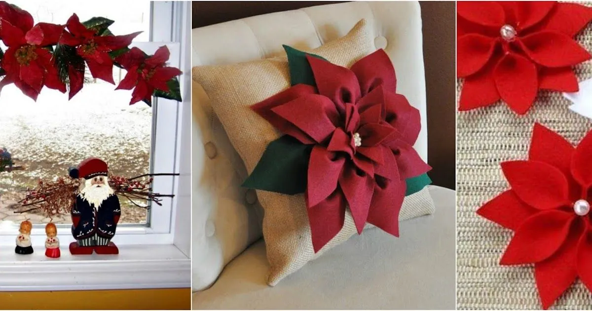 Aprende cómo hacer flores navideñas con fieltro y cartulina ~ Haz Manualidades Aprende cómo hacer flores navideñas con fieltro y cartulina ~ Haz Manualidades