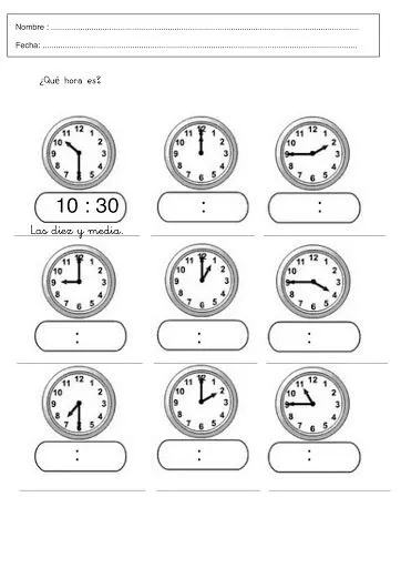 APRENDE A LEER EL RELOJ. EJERCICIOS PARA APRENDER A DECIR LA HORA APRENDE A LEER EL RELOJ. EJERCICIOS PARA APRENDER A DECIR LA HORA