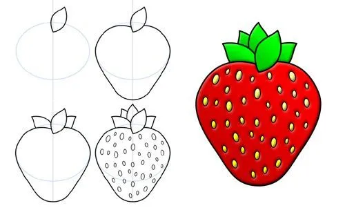 Aprendemos a dibujar… una fresa | Un rincón en casa Aprendemos a dibujar… una fresa | Un rincón en casa
