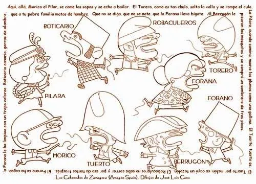 Aprender es divertido: Cabezudos Zaragoza para colorear