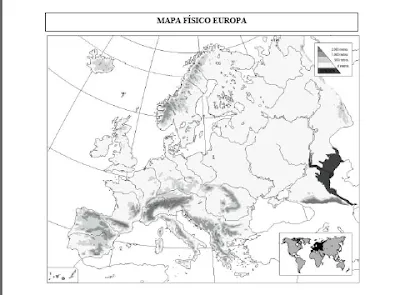 APRENDER ES DIVERTIDO: MAPA FÍSICO MUDO DE EUROPA ( APRENDER ES DIVERTIDO: MAPA FÍSICO MUDO DE EUROPA (
