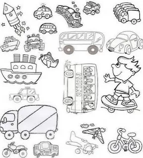 Coloreando letras: Nos movemos en máquinas