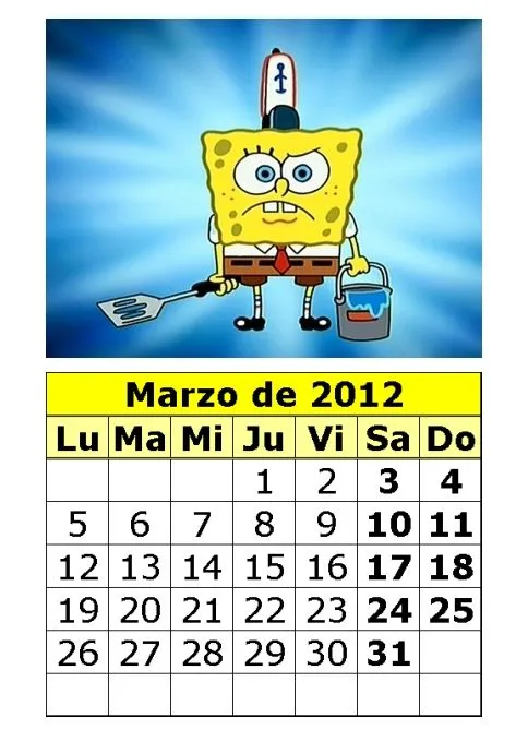 APRENDER Y DIVERTIRSE.... ¡¡TODO EN UNO!!: CALENDARIO 2012 DE BOB ...