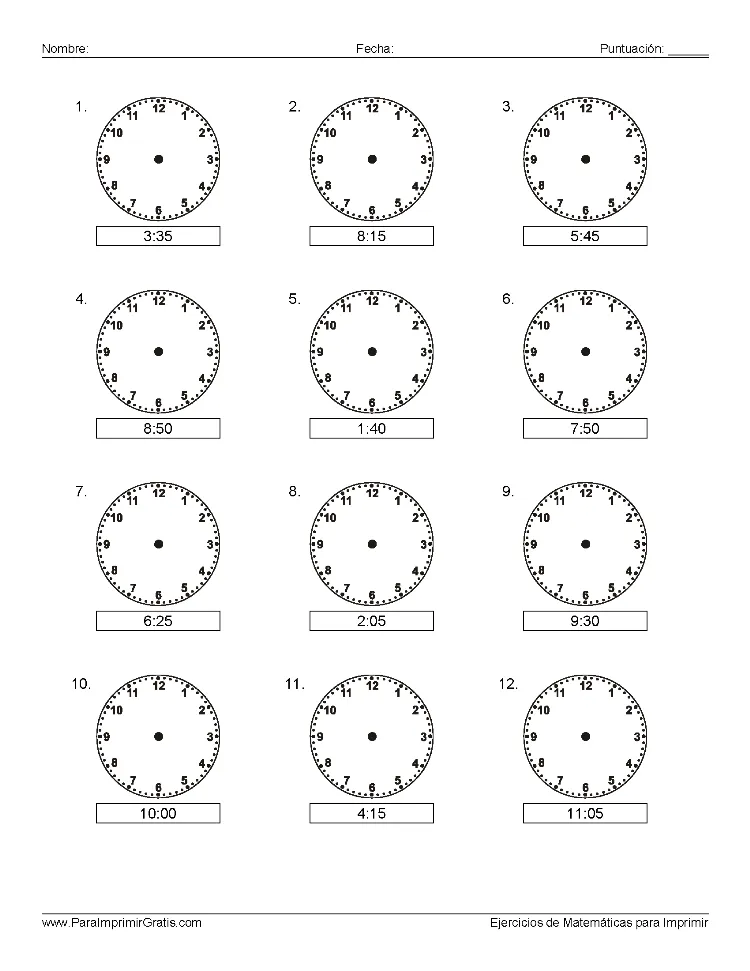 Aprender la Hora - Para Imprimir Gratis - ParaImprimirGratis. Aprender la Hora - Para Imprimir Gratis - ParaImprimirGratis.