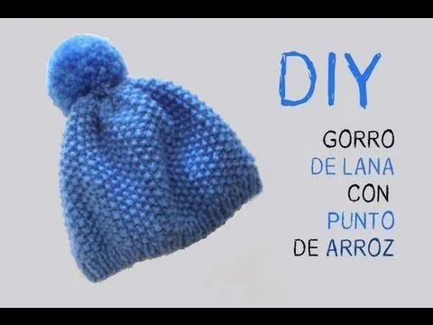 Aprender a tejer: Cómo hacer gorro de lana punto de arroz DIY ...