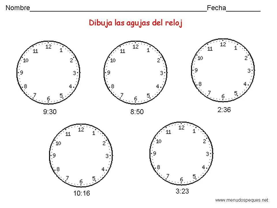Reloj para colorear infantil - Imagui