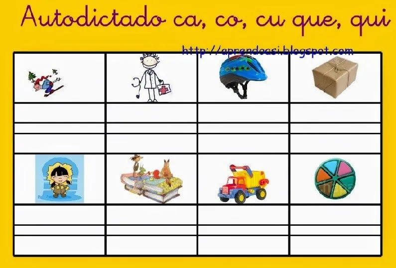 APRENDO ASÍ: PALABRAS CON CA, CO, CU, QUE, QUI APRENDO ASÍ: PALABRAS CON CA, CO, CU, QUE, QUI