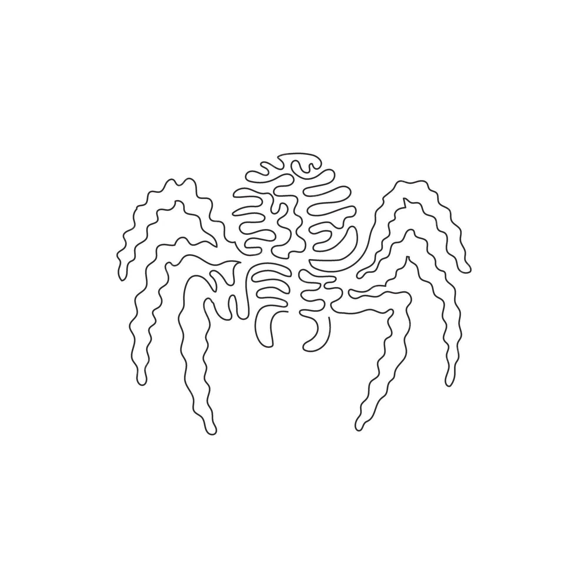 La araña de dibujo de una sola línea rizada tiene dos pinzas venenosas para  símbolo, logotipo, afiche boho | Vector Premium