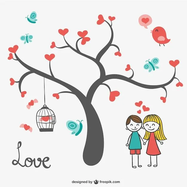 árbol del amor con las hojas en forma de corazón | Descargar ...