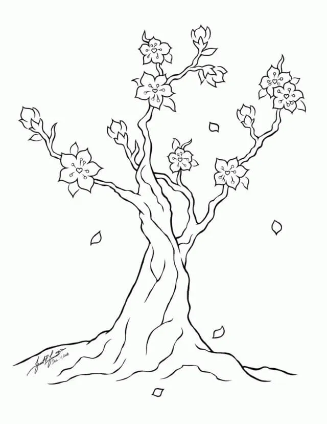 Árbol de Flor de Cerezo Simple para colorear, imprimir e dibujar – Dibujos- Colorear.Com Árbol de Flor de Cerezo Simple para colorear, imprimir e dibujar – Dibujos- Colorear.Com