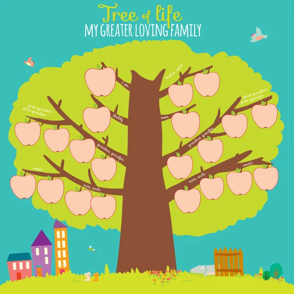 Árbol genealógico de la familia en un lindo y diseño de estilo de ... Árbol genealógico de la familia en un lindo y diseño de estilo de ...