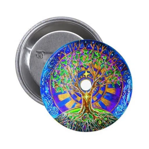 Árbol de Luna Llena del botón de la mandala de la Pins de Zazzle. Árbol de Luna Llena del botón de la mandala de la Pins de Zazzle.