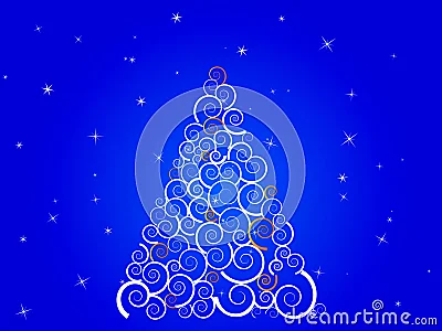 Árbol de navidad blanco de la silueta en el cielo azul. Árbol de navidad blanco de la silueta en el cielo azul.