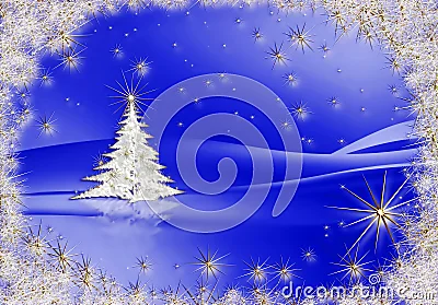 Árbol de navidad con las estrellas en fondo azul. Árbol de navidad con las estrellas en fondo azul.