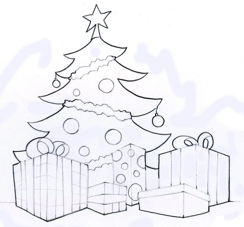 Arbol de Navidad con regalos para pintar - Dibujos para colorear ARBOL ... Arbol de Navidad con regalos para pintar - Dibujos para colorear ARBOL ...