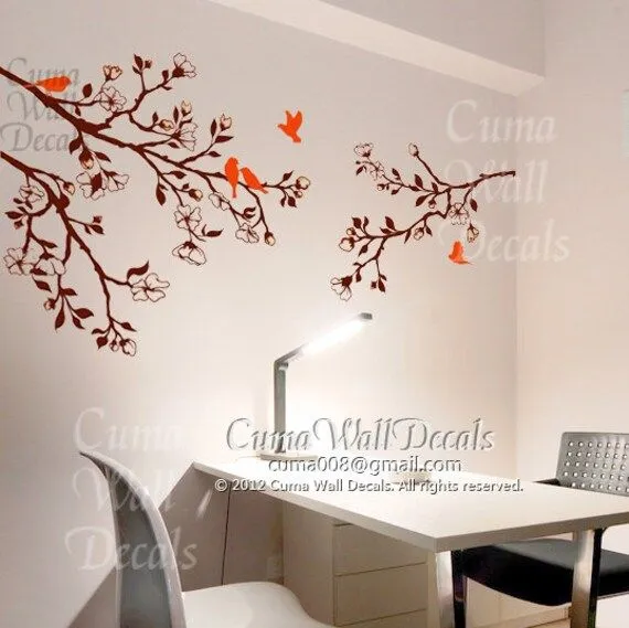 árbol y pájaros vinilo pared pegatinas rama pájaros por cuma árbol y pájaros vinilo pared pegatinas rama pájaros por cuma
