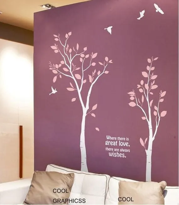 Dos árboles de amor vinilo Wall Decals árboles por coolgraphicss