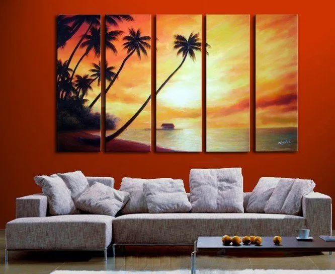 Árboles de coco seascape óleo abstracta sobre lienzo de pared arte ... Árboles de coco seascape óleo abstracta sobre lienzo de pared arte ...