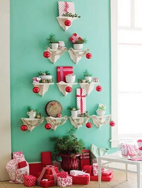 Árboles navideños de pared, ideales para decorar en Navidad, en espacios pequeños. 
