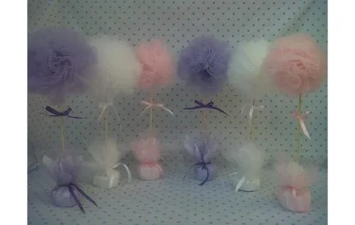 Arbolito Topiarios De Tul , Decoracion Para Baby Shower - $ 1.300 ...