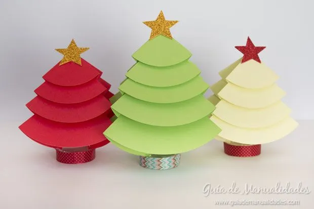 Arbolitos de navidad para decorar la mesa - Guía de MANUALIDADES Arbolitos de navidad para decorar la mesa - Guía de MANUALIDADES