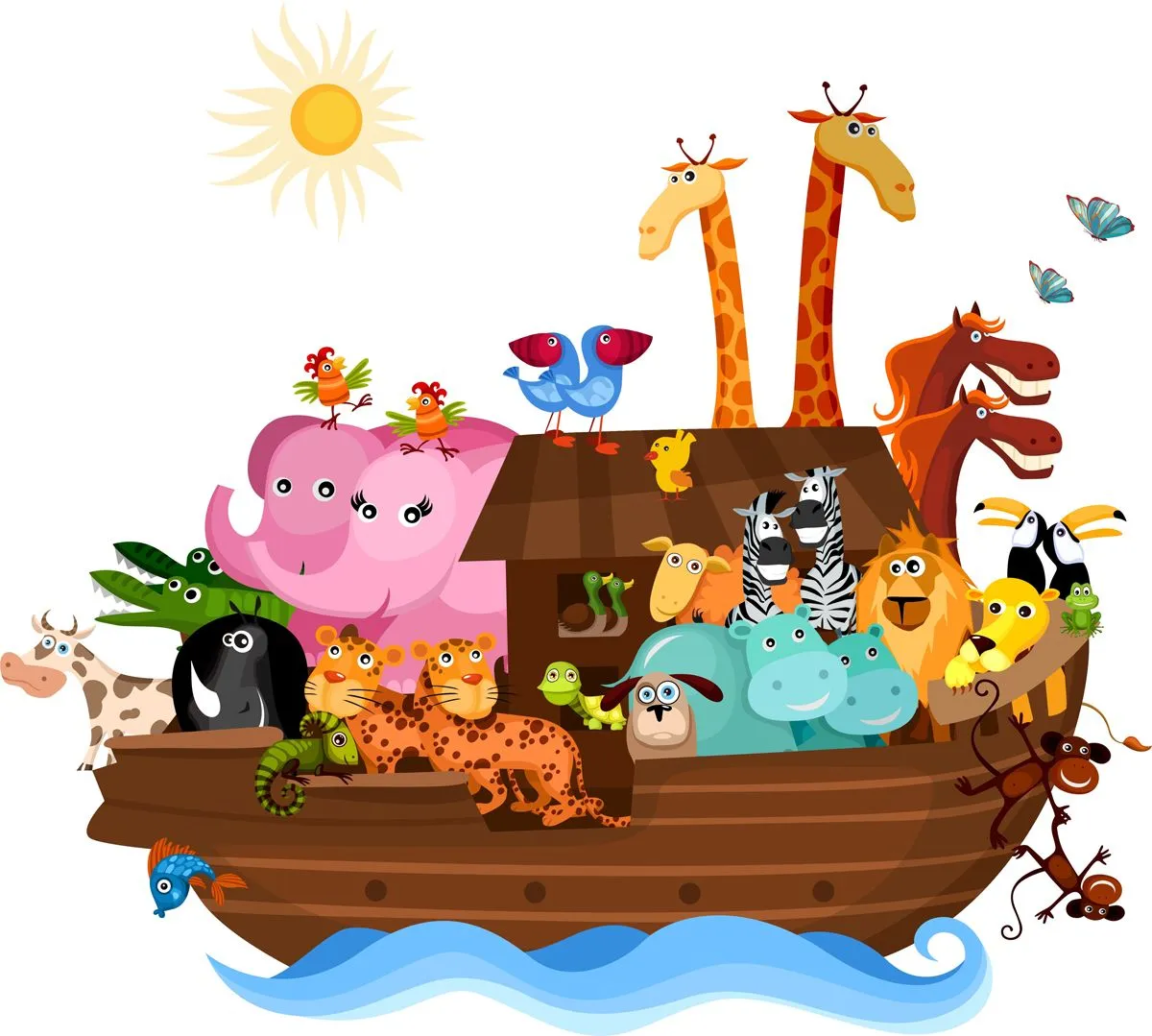El Arca de Noé con todos sus animalitos por parejas | Banco de ...