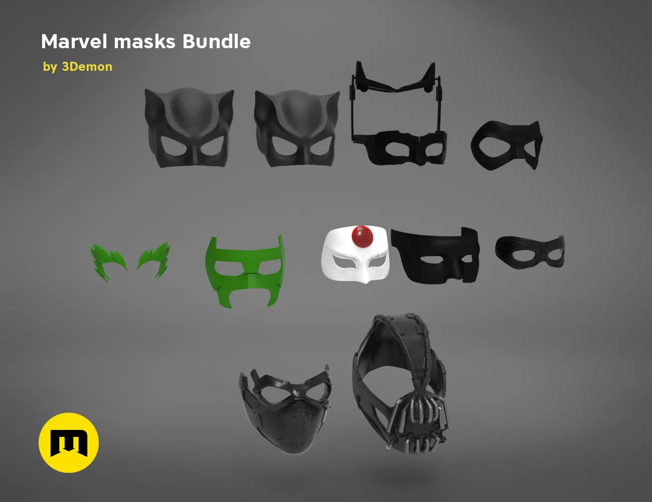 Archivo 3D Paquete de máscaras de DC y Marvel・Modelo para descargar e imprimir en 3D・Cults Archivo 3D Paquete de máscaras de DC y Marvel・Modelo para descargar e imprimir en 3D・Cults