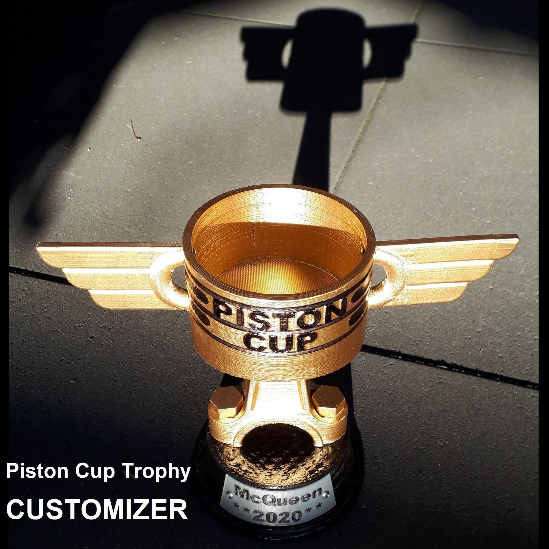 Archivo STL Trofeo de copa de pistón de Cars - Versión para personalizar・Objeto imprimible en 3D para descargar・Cults Archivo STL Trofeo de copa de pistón de Cars - Versión para personalizar・Objeto imprimible en 3D para descargar・Cults