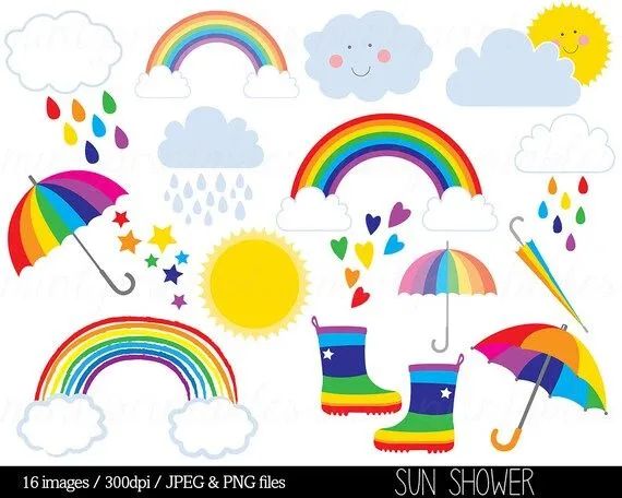 Arco iris Clipart Clip Art nube de lluvia las por mintprintables