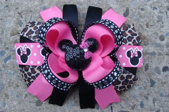 Minnie Mouse Hair Bow-Large Hair bow Animal by MyLuckyHairBow