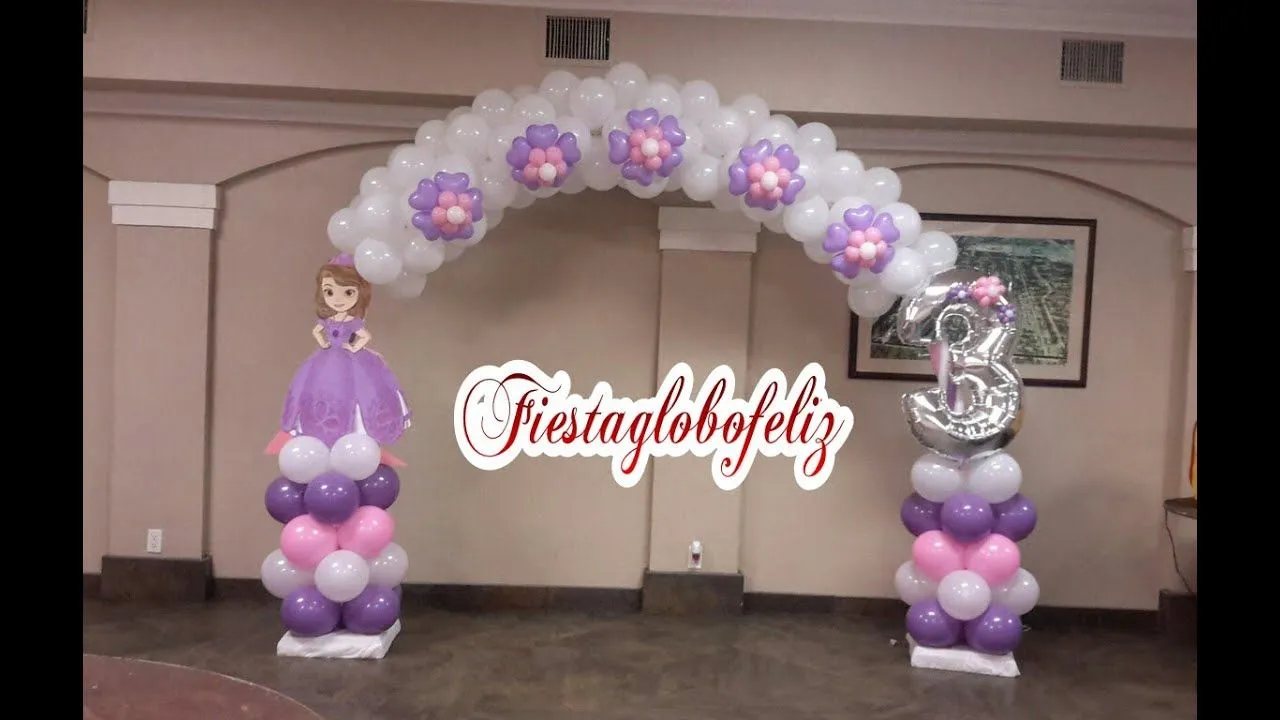 Como hacer un arco de la princesa sofia con globos - YouTube Como hacer un arco de la princesa sofia con globos - YouTube